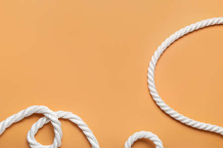 Clean rope on color backgroundの写真素材