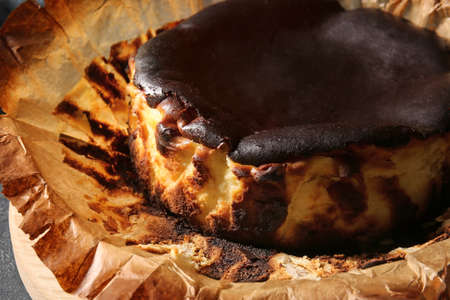 Tasty Basque burnt cheesecake, closeupの写真素材