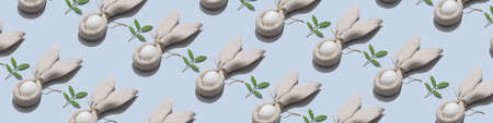Creative Easter eggs on light background