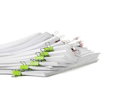 Stack of documents on white background, closeupの写真素材