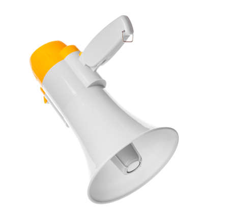 Modern megaphone on white backgroundの写真素材