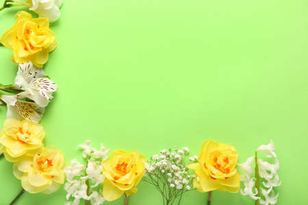 Beautiful flowers on color background