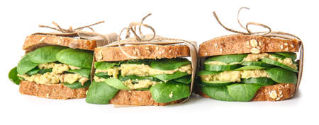 Tasty sandwiches on white backgroundの写真素材