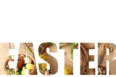 Word EASTER on white backgroundの写真素材