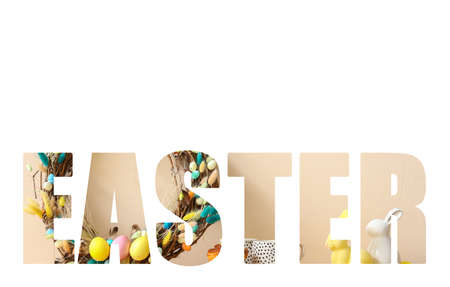 Word EASTER on white background