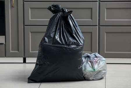 Bags with different garbage at homeの写真素材