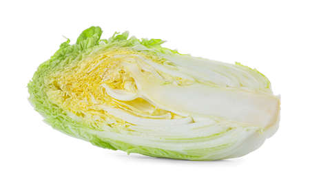 fresh cut chinese cabbage on white backgroundの写真素材