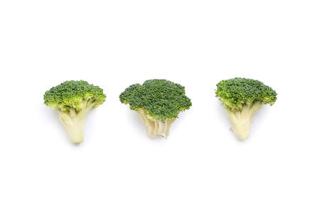 Healthy broccoli cabbage on white backgroundの写真素材