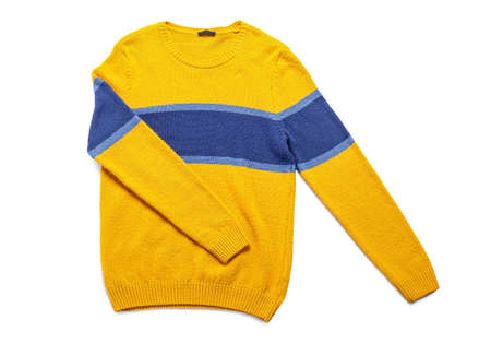Stylish sweater on white background