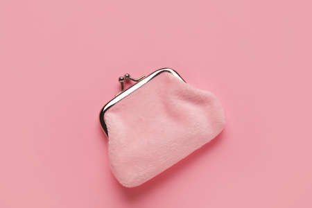 Small wallet on pink backgroundの写真素材