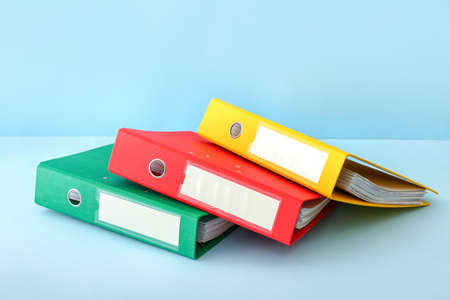 office folders on color background