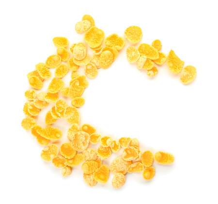 Tasty corn flakes on white background