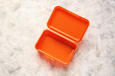 Plastic lunch box on light background