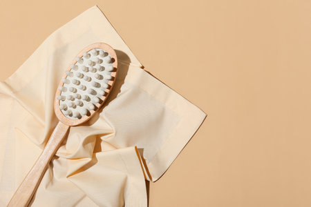 Massage brush on color backgroundの写真素材