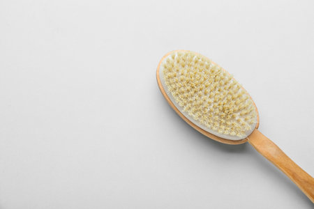Massage brush on gray backgroundの写真素材