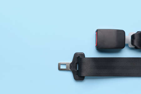 Seat belt on color backgroundの写真素材