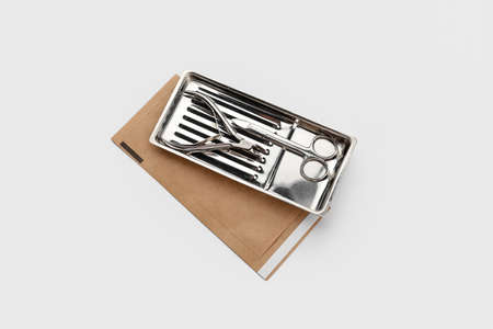 Clean manicure equipment on white background