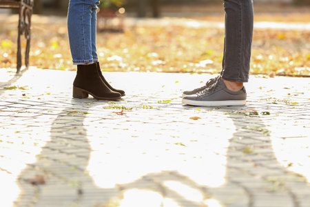Happy young couple on romantic date in park