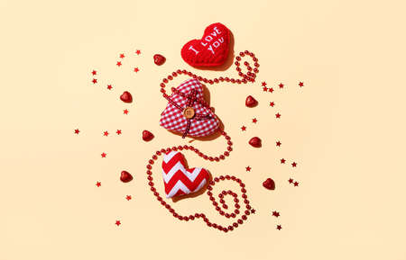 Beautiful composition for Valentine's Day on color background