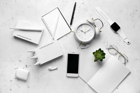 Different gadgets on light background