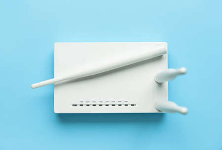 White wi-fi router on color backgroundの写真素材