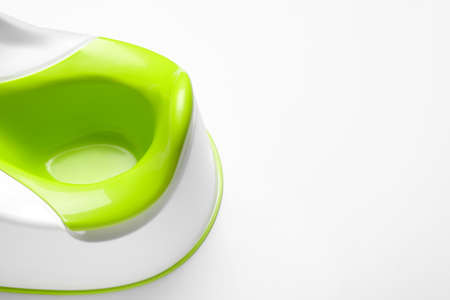Modern baby potty on white backgroundの写真素材