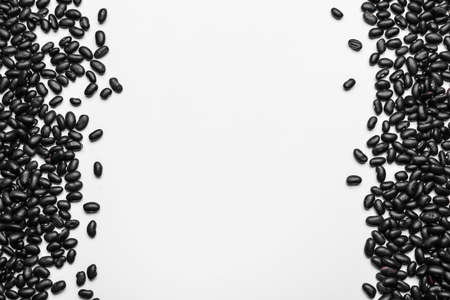 Raw beans on white backgroundの写真素材