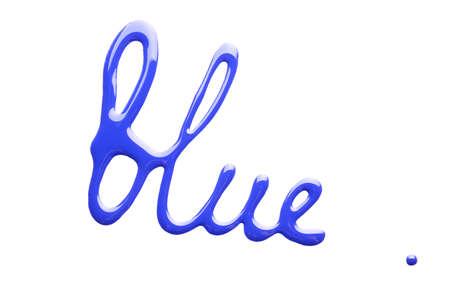 Word BLUE written by nail polish on white backgroundの写真素材