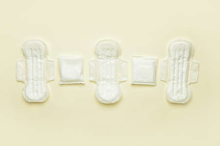 Menstrual pads on light backgroundの写真素材
