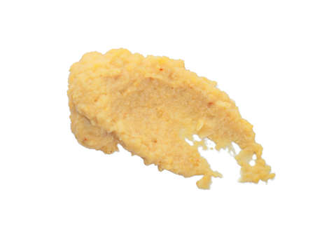 Smear of delicious hummus on white background