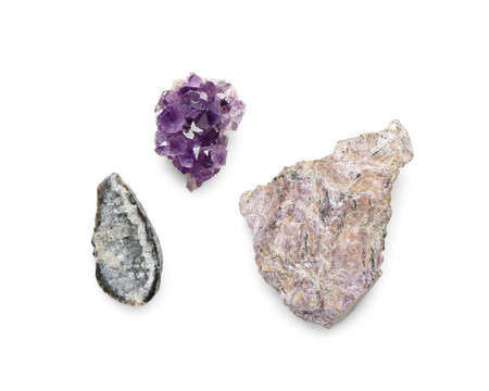 Beautiful natural gemstones on white background