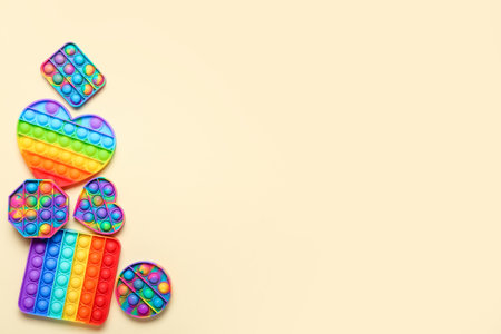 Pop it fidget toys on color backgroundの写真素材