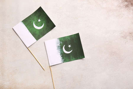 Pakistan flags on light backgroundの写真素材