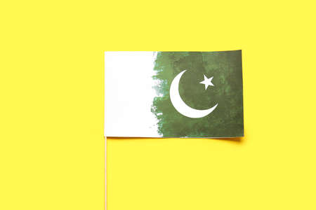 Pakistan flag on color backgroundの写真素材