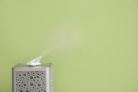 Modern humidifier near color wallの写真素材
