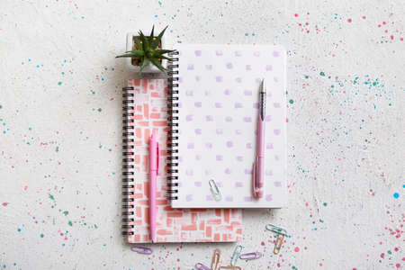 Stationery supplies on light background