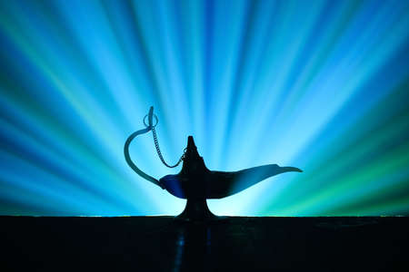 Aladdin lamp of wishes on table