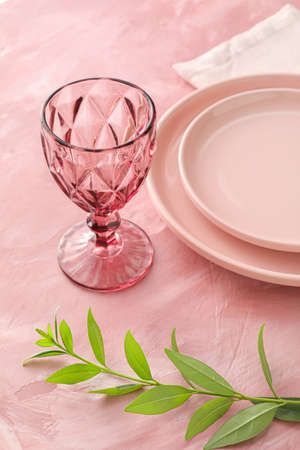 Simple table setting on color background