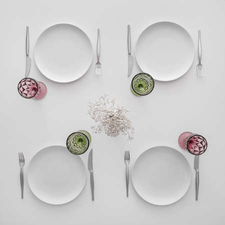 Stylish table setting on white background
