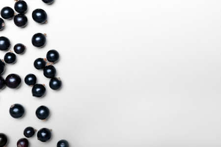 Ripe black currant on light background