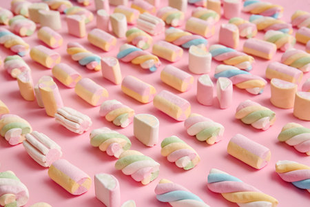 Tasty marshmallows on color backgroundの写真素材