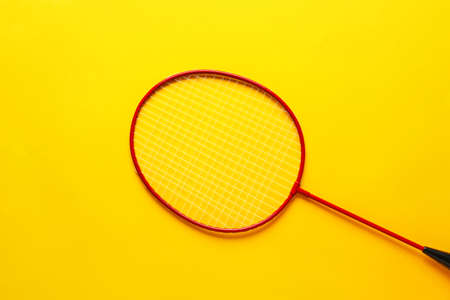 Badminton racket on color backgroundの写真素材