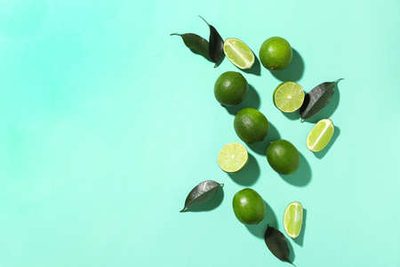 Tasty limes on color backgroundの写真素材