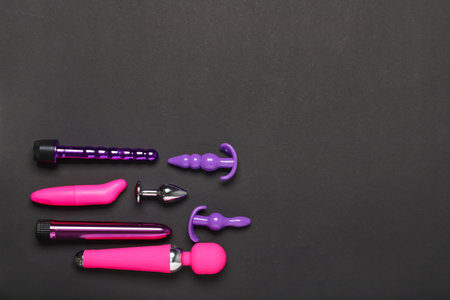 Different sex toys on dark backgroundの写真素材