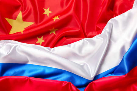 Flags of China and Russia as backgroundの写真素材