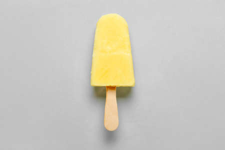 Tasty pineapple ice creams on light background