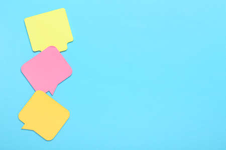 Sticky notes on color backgroundの写真素材