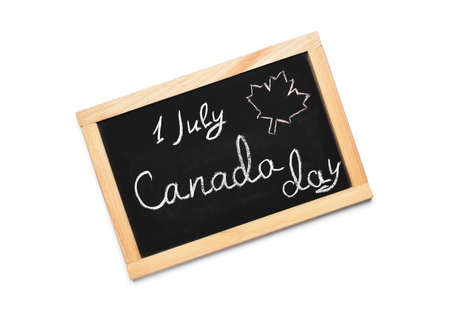 Chalk board with text 1 JULY CANADA DAY on white backgroundの写真素材