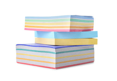 Stack of sticky notes on white background