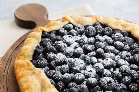 Tasty blueberry galette on table, closeupの写真素材